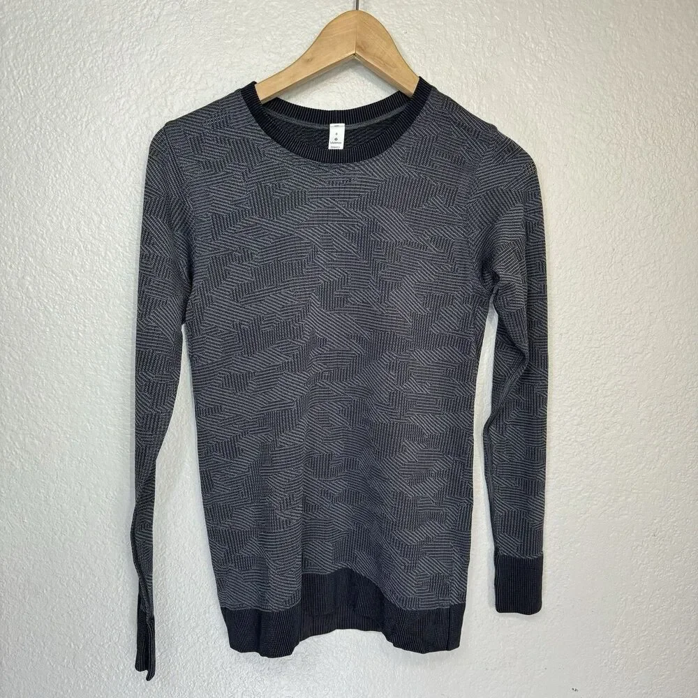 Lululemon Swiftly Breathe Top Long Sleeve Gray Black Gym Yoga Active Woman 4